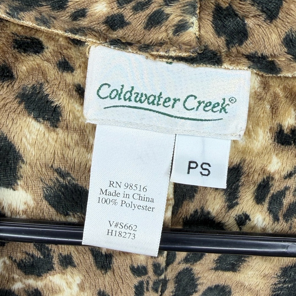Coldwater Creek Tan Teddy Jacket with Leopard Trim - Picture 3 of 3